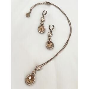 GIVENCHY Vintage Rose Gold Crystal Necklace and Earring Set